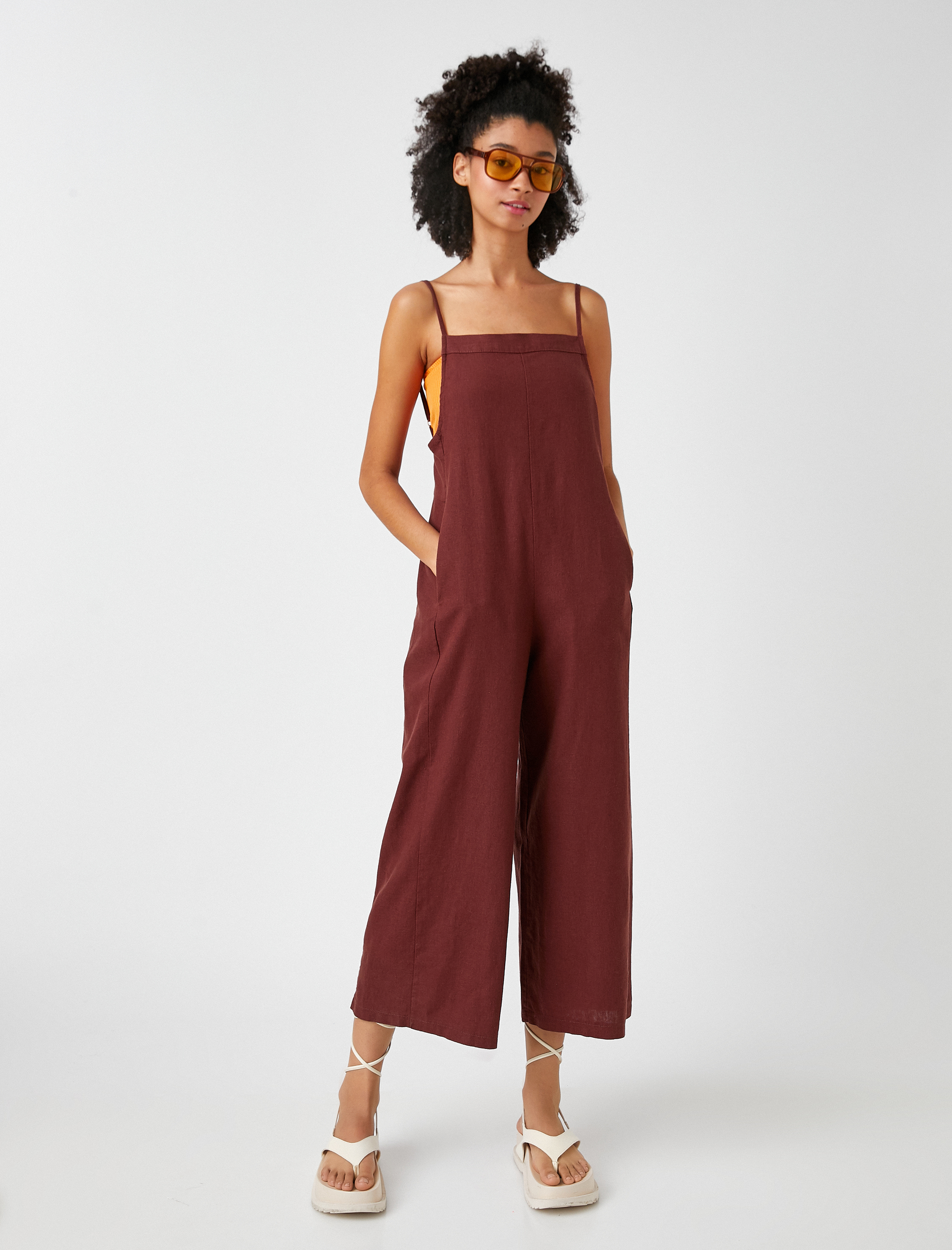   Crop Salopet Keten Karışımlı