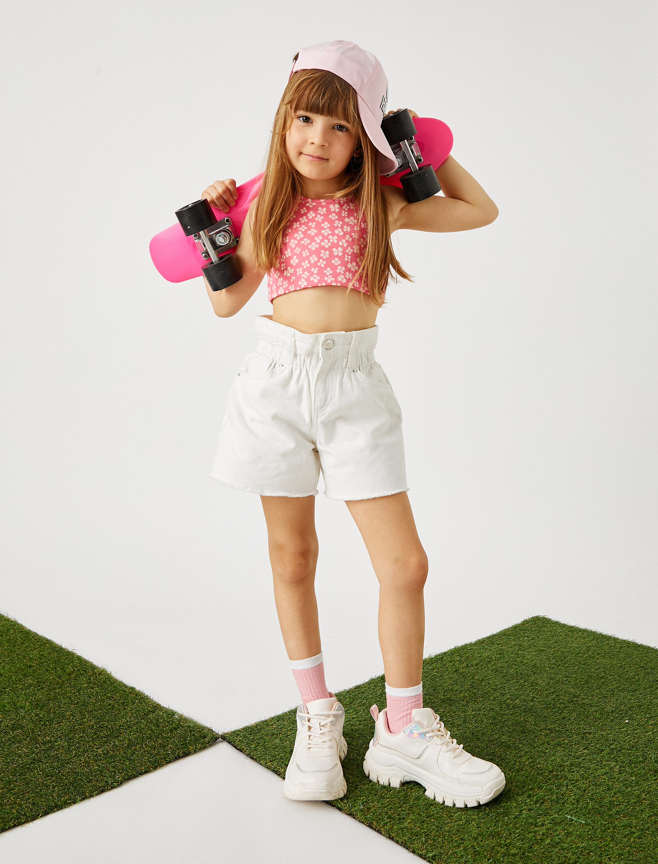  Kız Çocuk Basic Yüksel Bel Şort Pamuklu