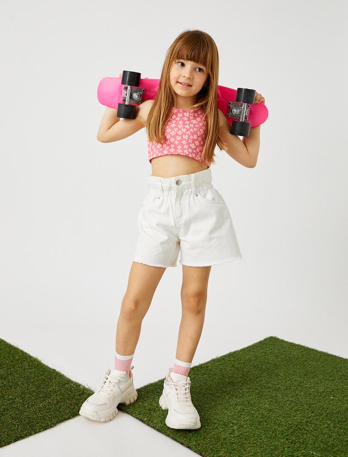 Kız Çocuk Basic Yüksel Bel Şort Pamuklu