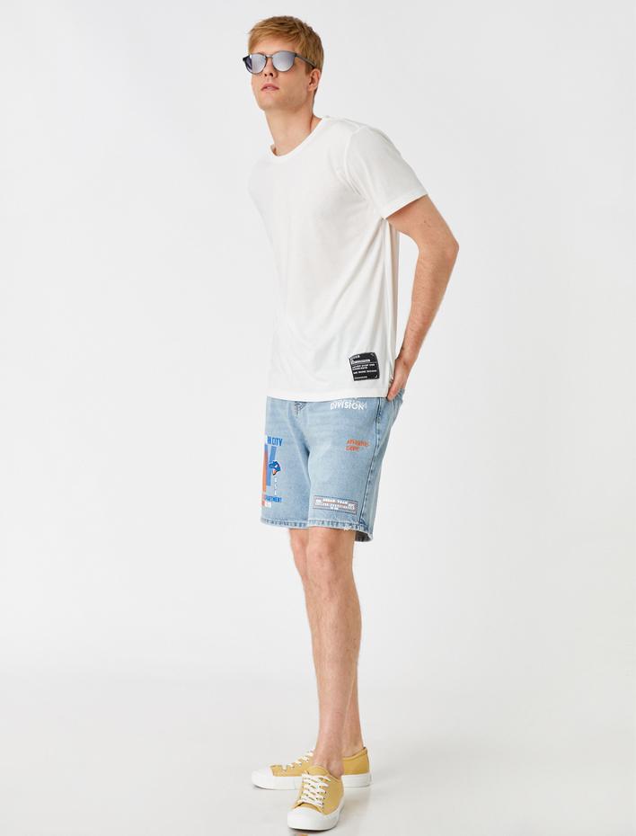  Baskılı Jean Şort