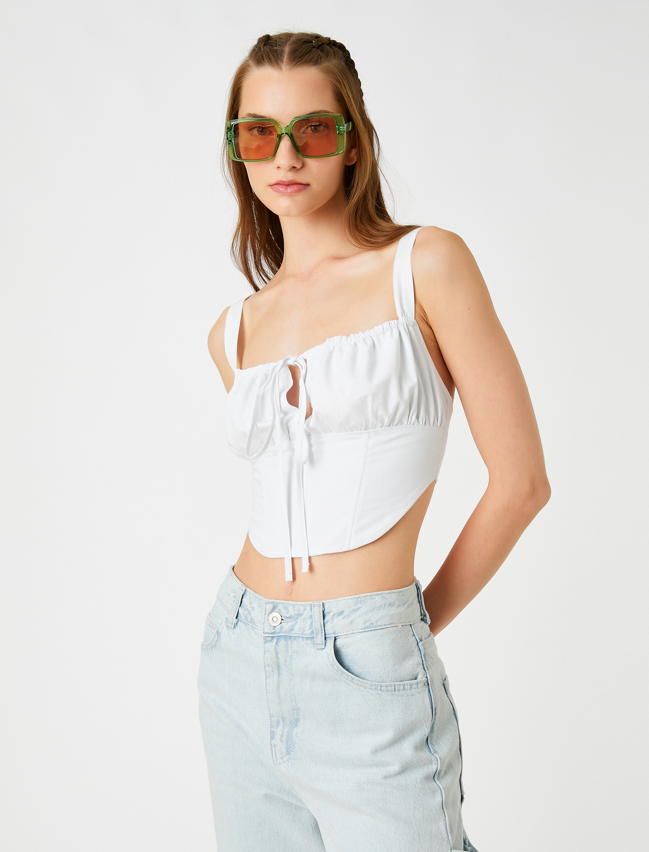   Büstiyer Dekolteli Çapraz Bağlamalı