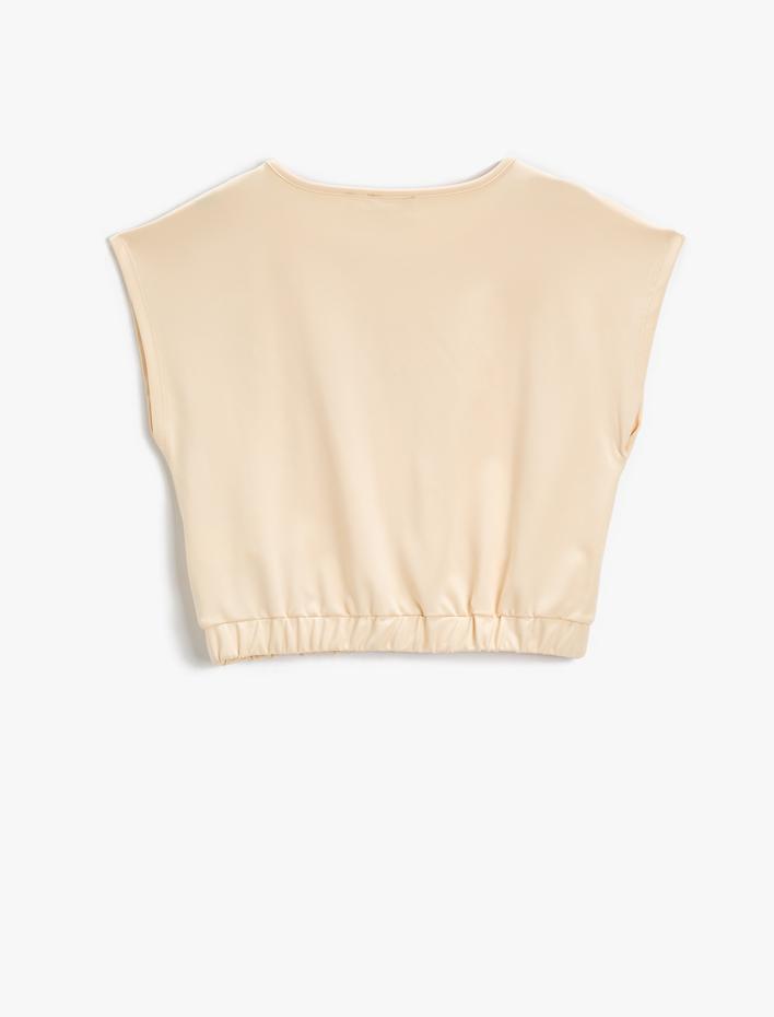 Kız Çocuk Crop Tişört Kolsuz Baskılı