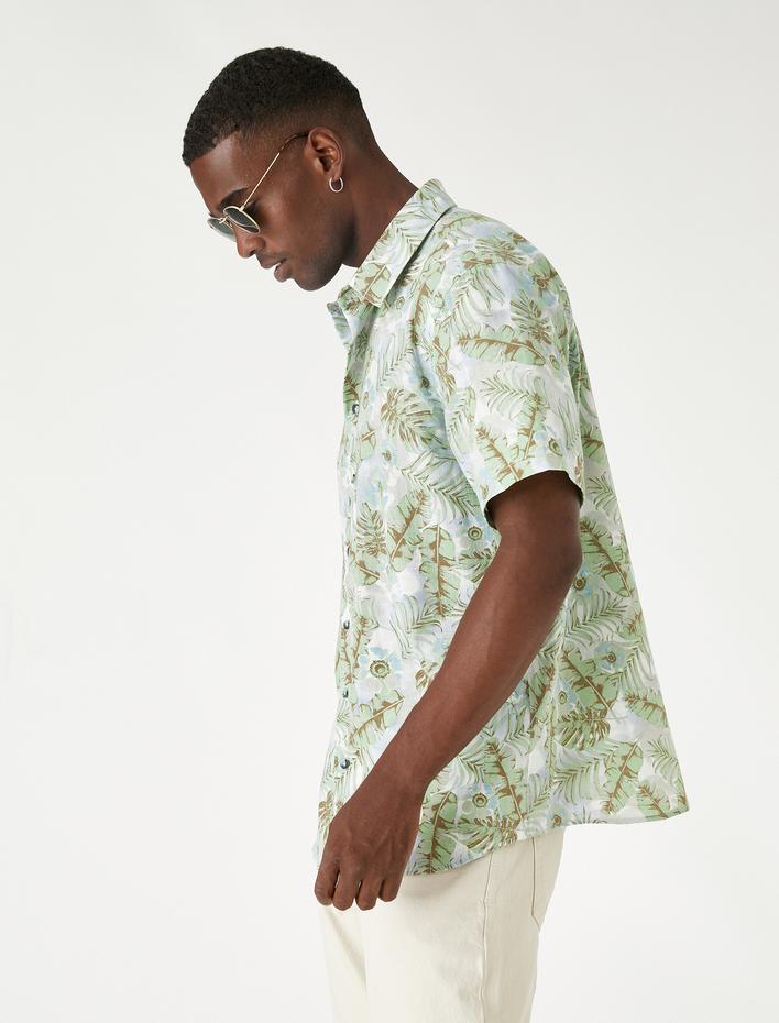  Kısa Kollu Gömlek Çiçek Desenli