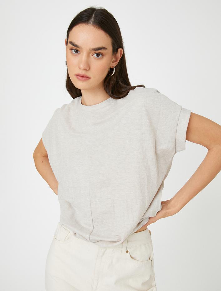  Rahat Kesim Tişört Önden Dikişli Kısa Kollu Bisiklet Yaka