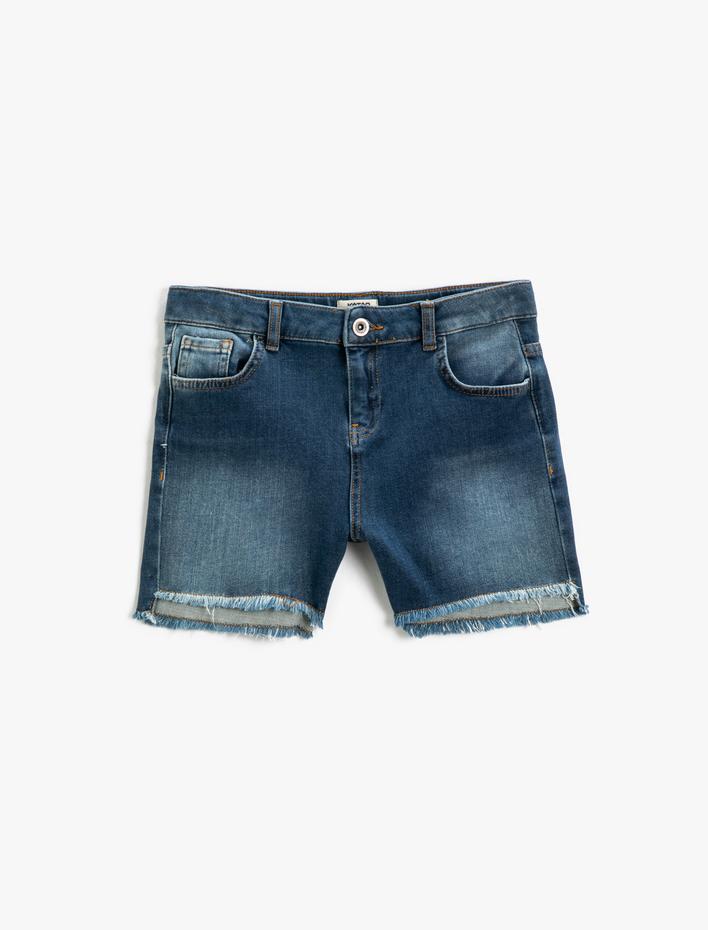 Kız Çocuk Kot Şort Cepli