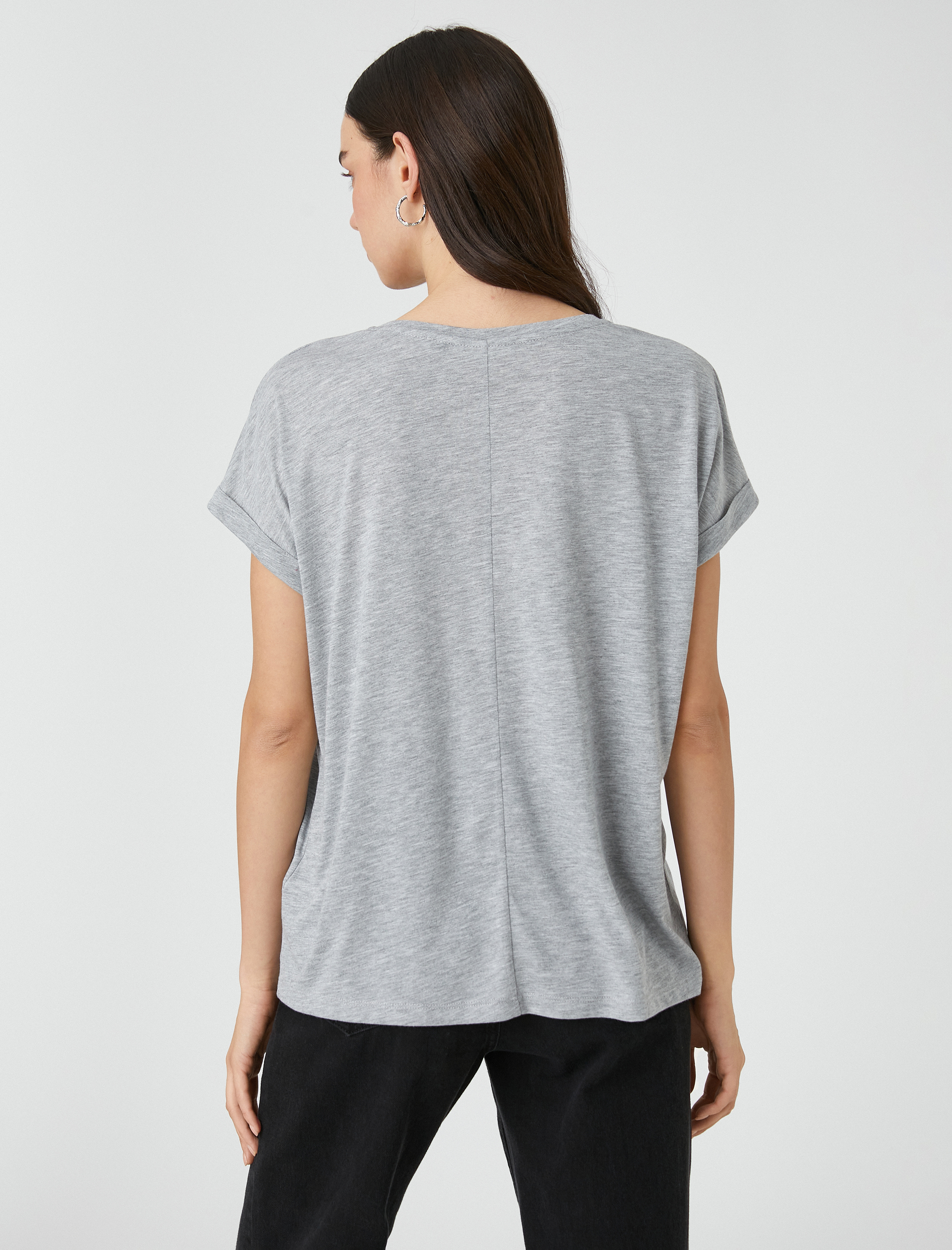   Geometrik Baskılı Tişört Kısa Kollu Relax Fit