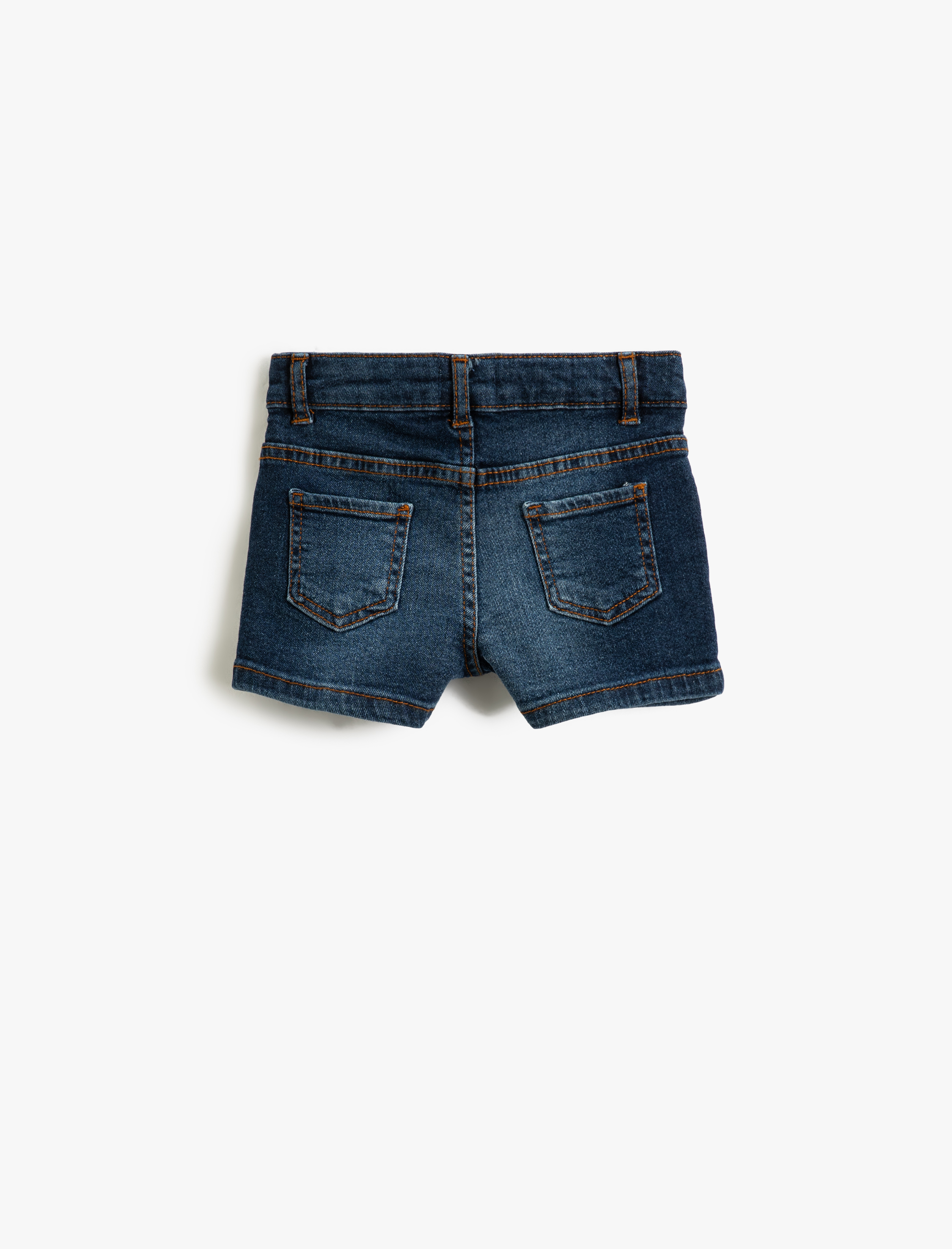  Kız Çocuk Kot Şort Yıpratılmış Detaylı Cepli Pamuklu Beli Ayarlanabilir Lastikli