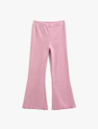 Basic İspanyol Paça Tayt Pantolon Fitilli Beli Lastikli