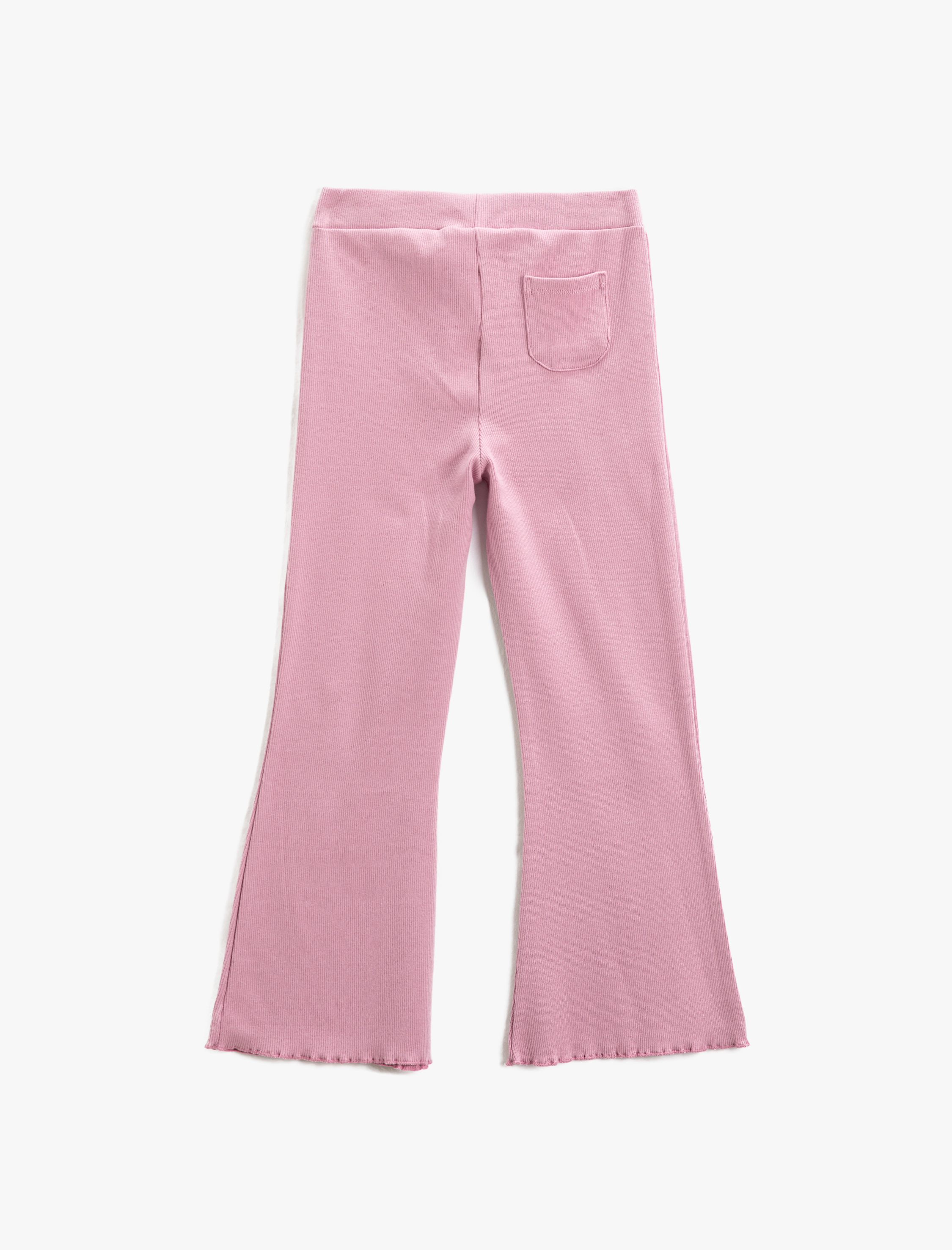  Kız Çocuk Basic İspanyol Paça Tayt Pantolon Fitilli Beli Lastikli