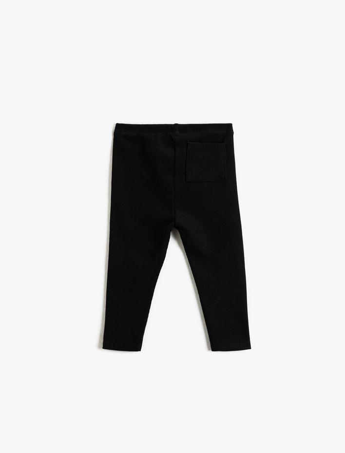 Kız Bebek Fitilli Basic Tayt Etiket Detaylı Beli Lastikli