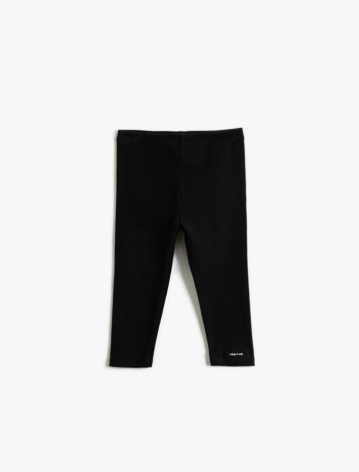 Kız Bebek Fitilli Basic Tayt Etiket Detaylı Beli Lastikli