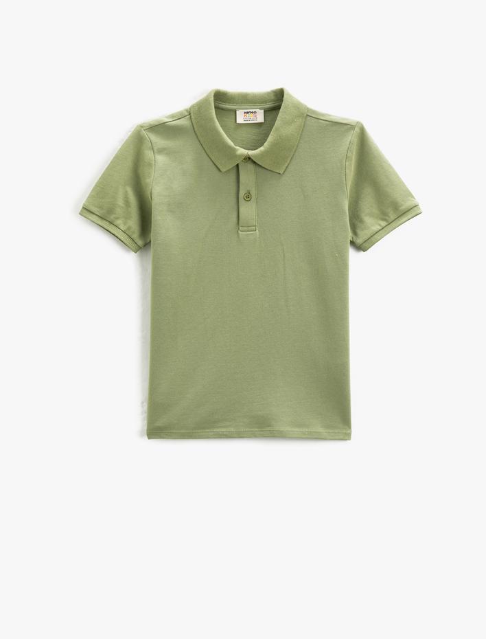 Erkek Çocuk Basic Polo Yaka Tişört Kısa Kollu Düğme Detaylı