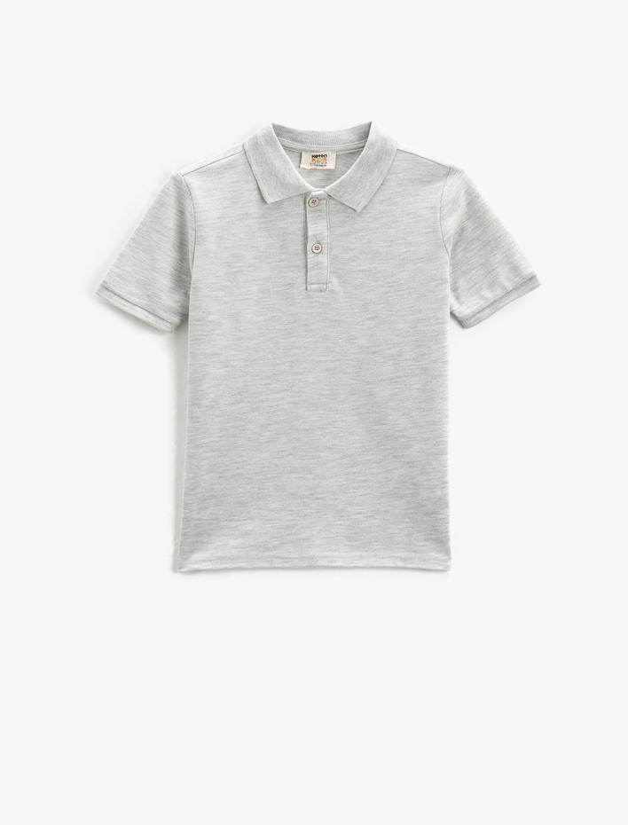Erkek Çocuk Basic Polo Yaka Tişört Kısa Kollu Düğme Detaylı