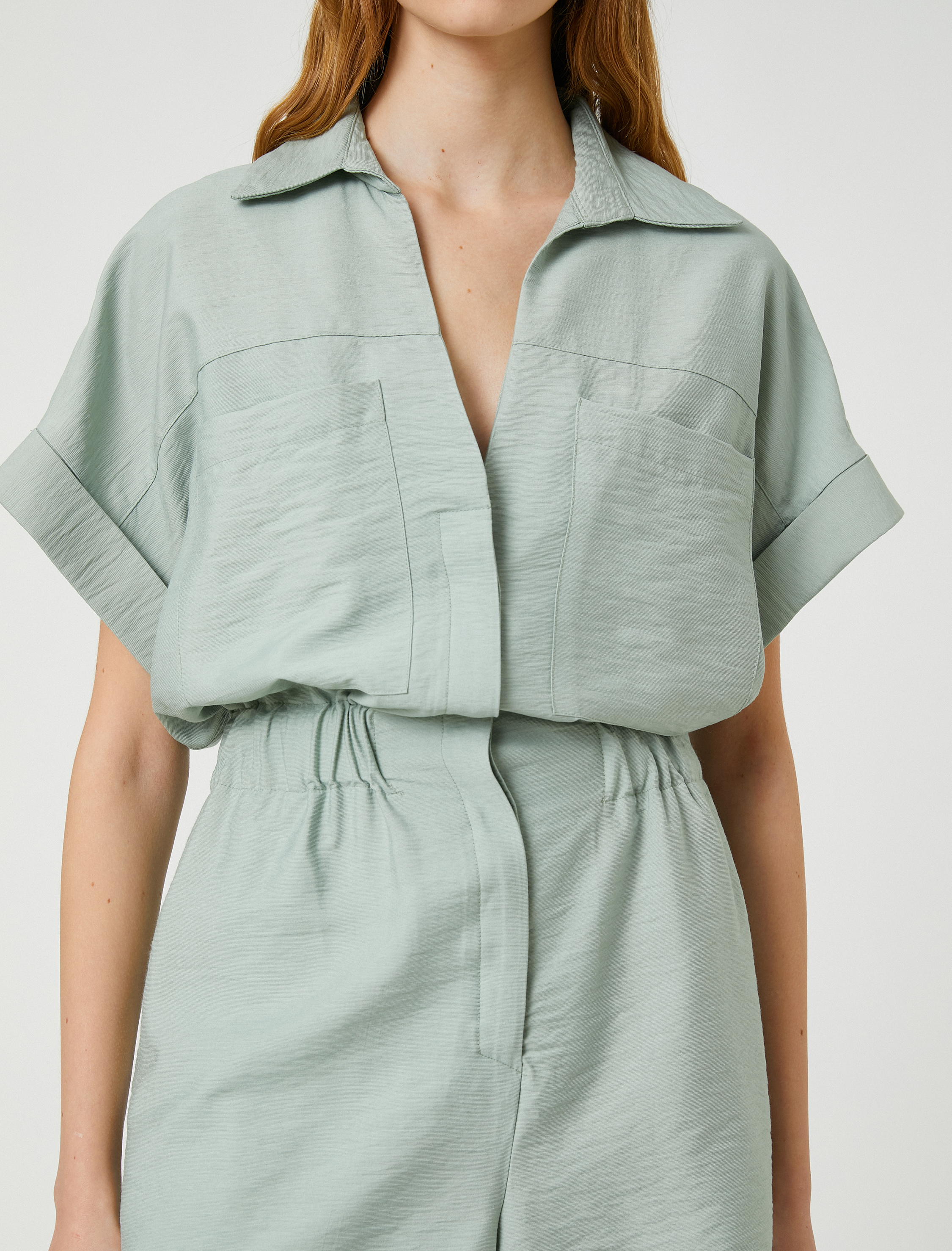 Şortlu Tulum Kısa Kollu Gömlek Yaka