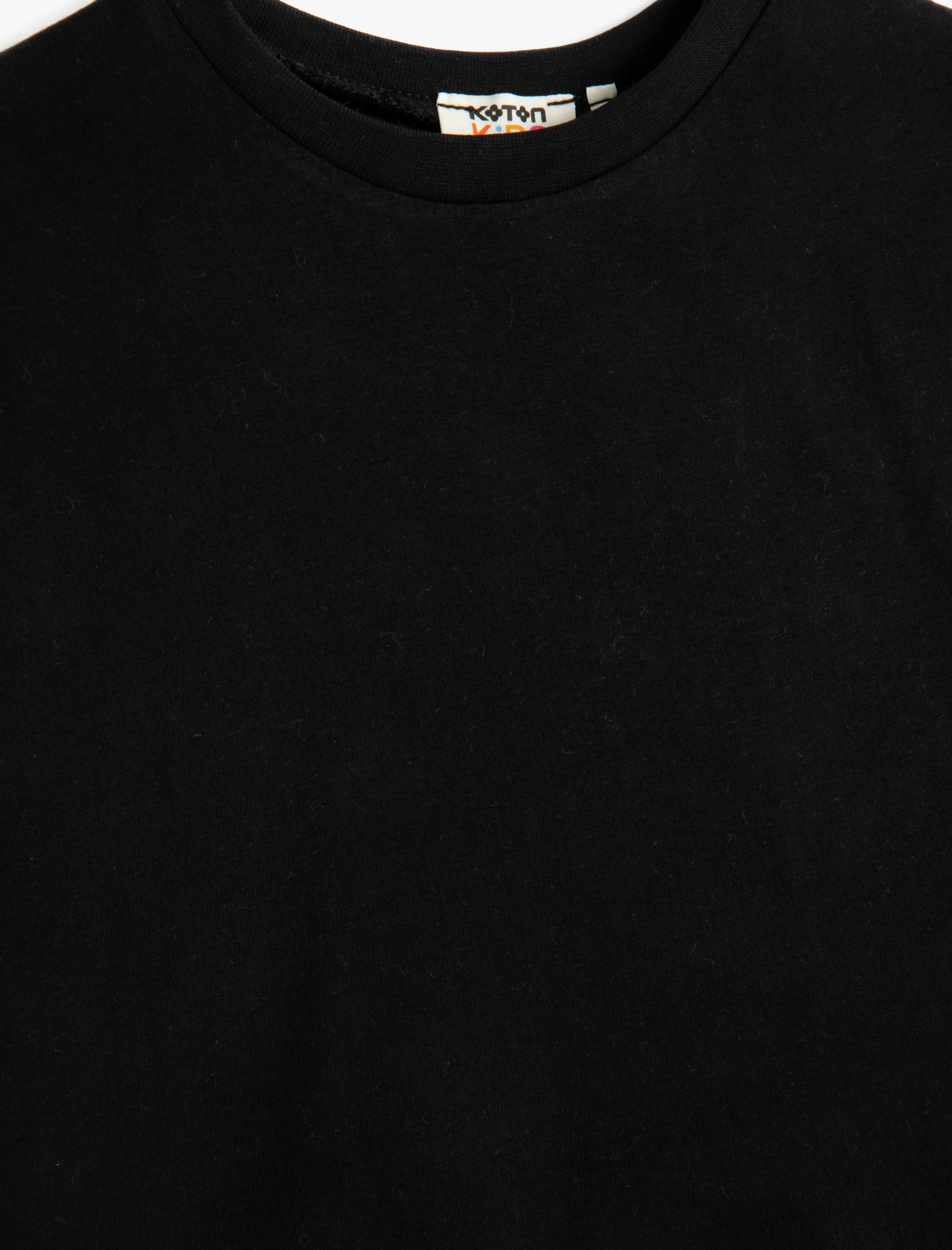  Kız Çocuk Arkası Pencere Detaylı Basic Tişört Kısa Kollu Bisiklet Yaka Pamuklu