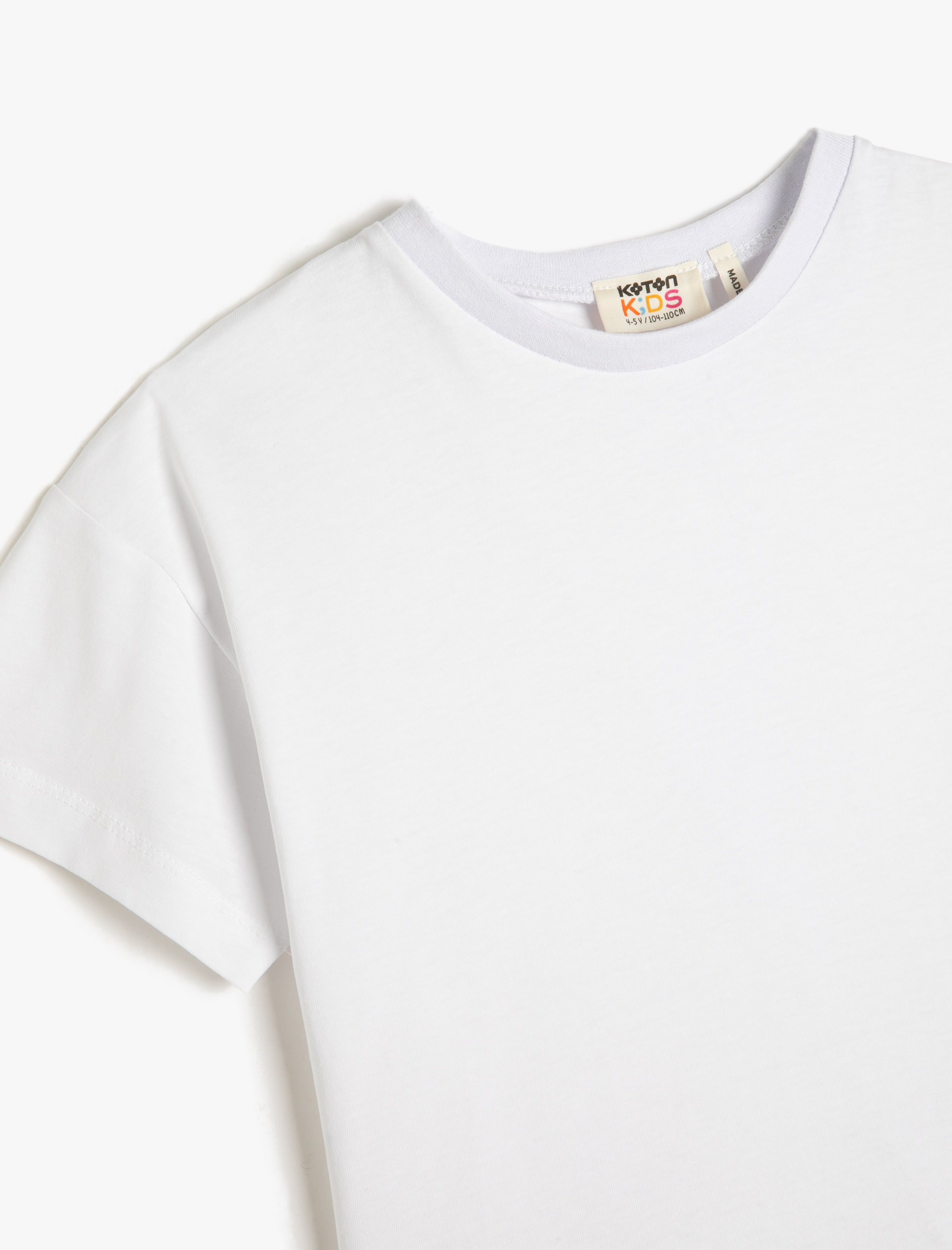  Kız Çocuk Arkası Pencere Detaylı Basic Tişört Kısa Kollu Bisiklet Yaka Pamuklu