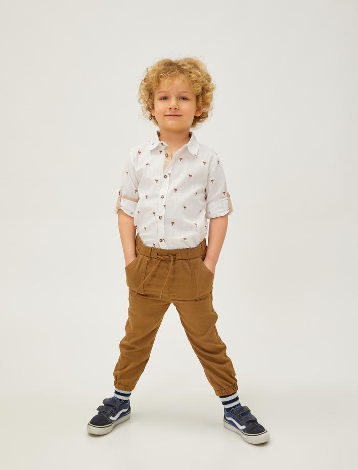 Erkek Bebek Jogger Pantolon Beli Bağlamalı Lastikli Cepli