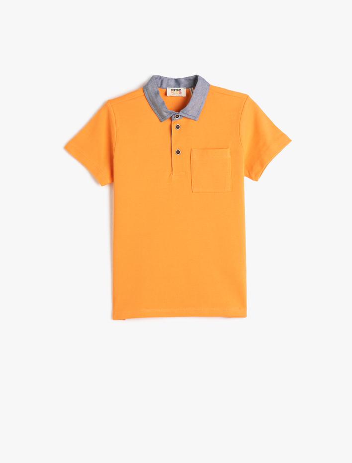 Erkek Çocuk Polo Yaka Tişört Kısa Kollu Tek Cep Detaylı Pamuklu