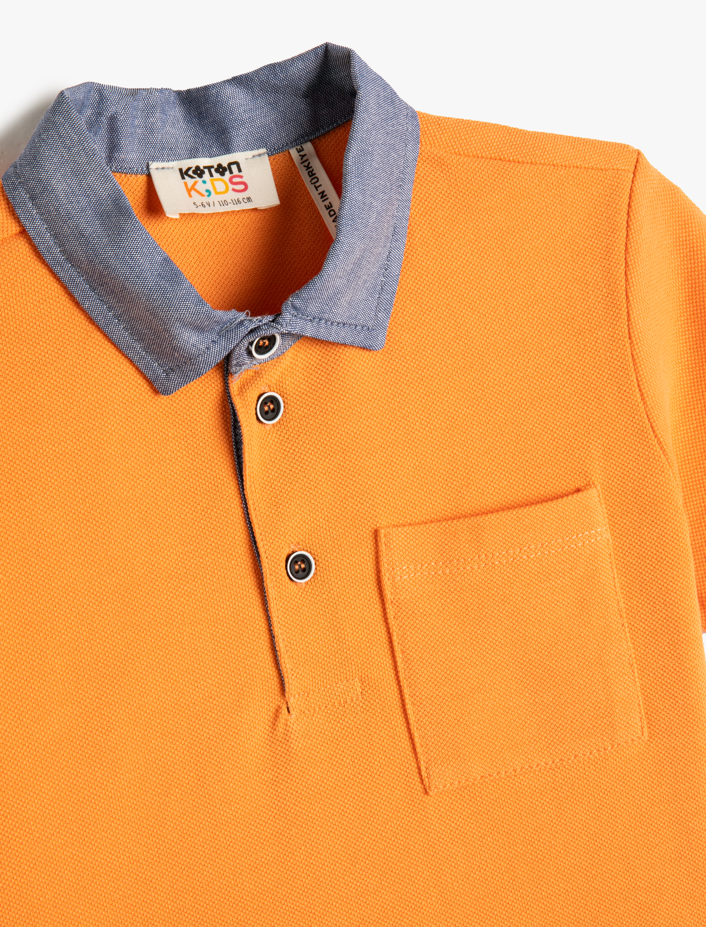  Erkek Çocuk Polo Yaka Tişört Kısa Kollu Tek Cep Detaylı Pamuklu