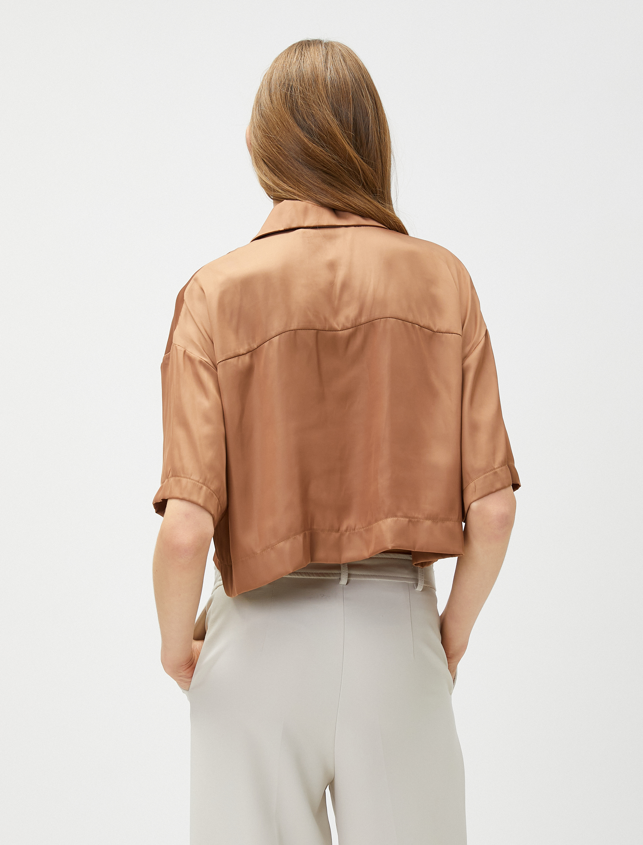   Crop Gömlek Kısa Kollu