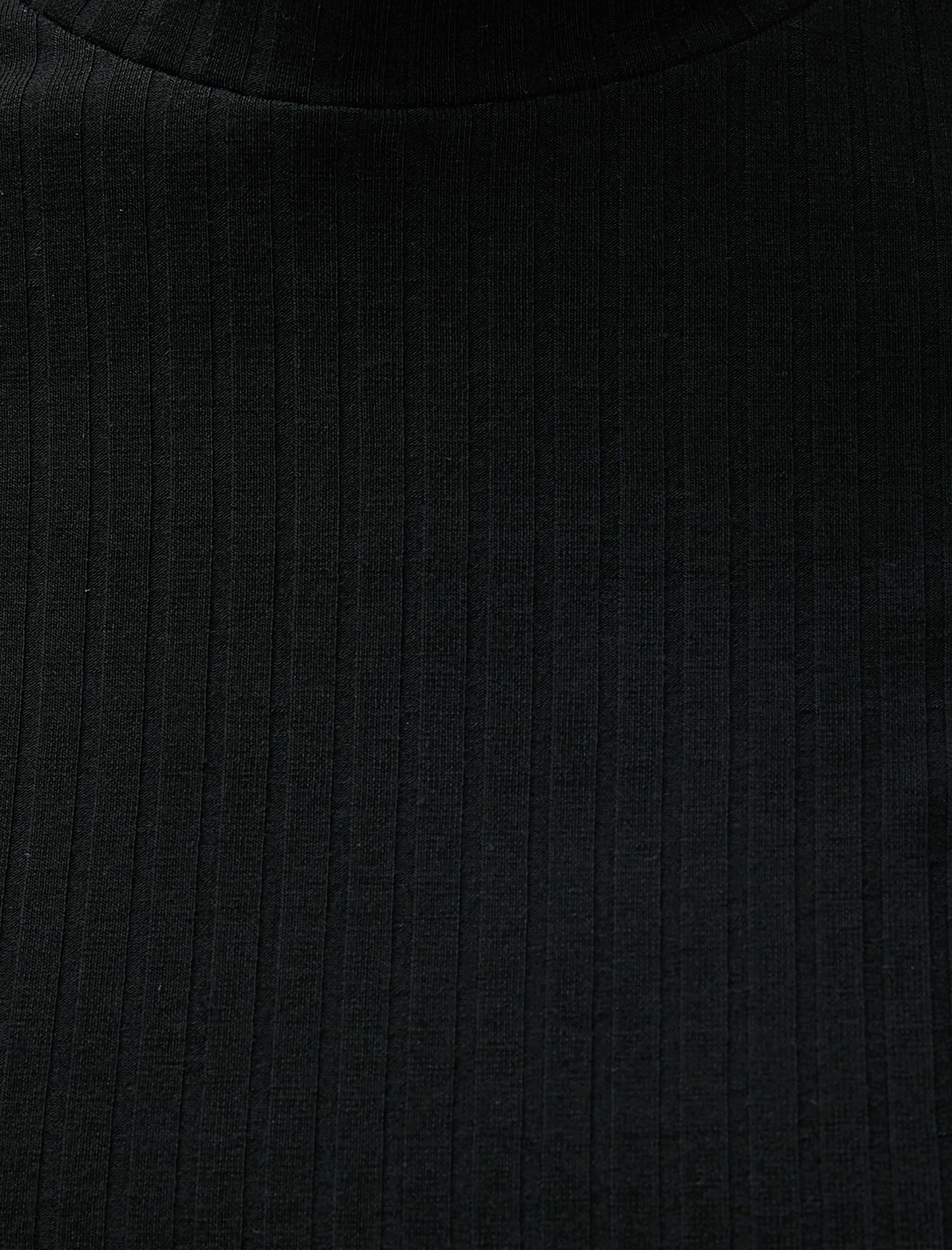   Fitilli Tişört Dik Yaka Düğme Detaylı Kısa Kollu