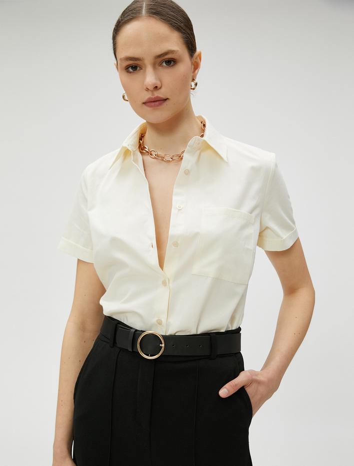  Kısa Kollu Cepli Gömlek Pamuklu