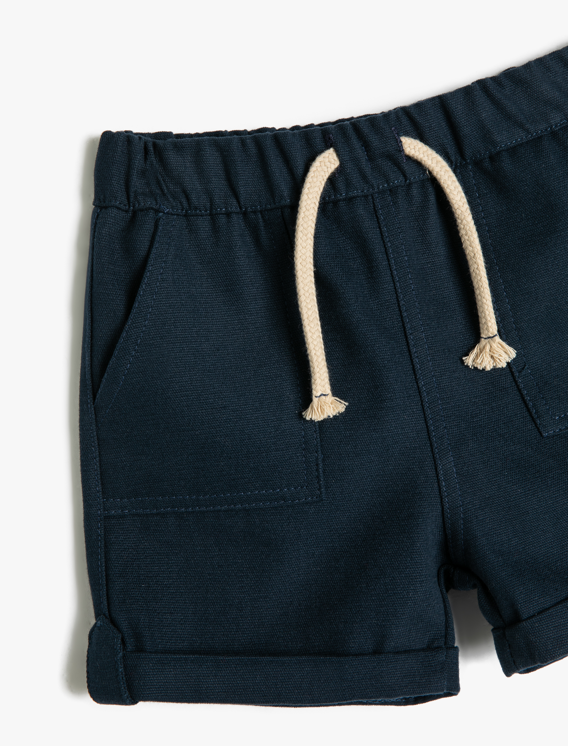  Erkek Bebek Şort Beli Bağlamalı Cepli Pamuklu