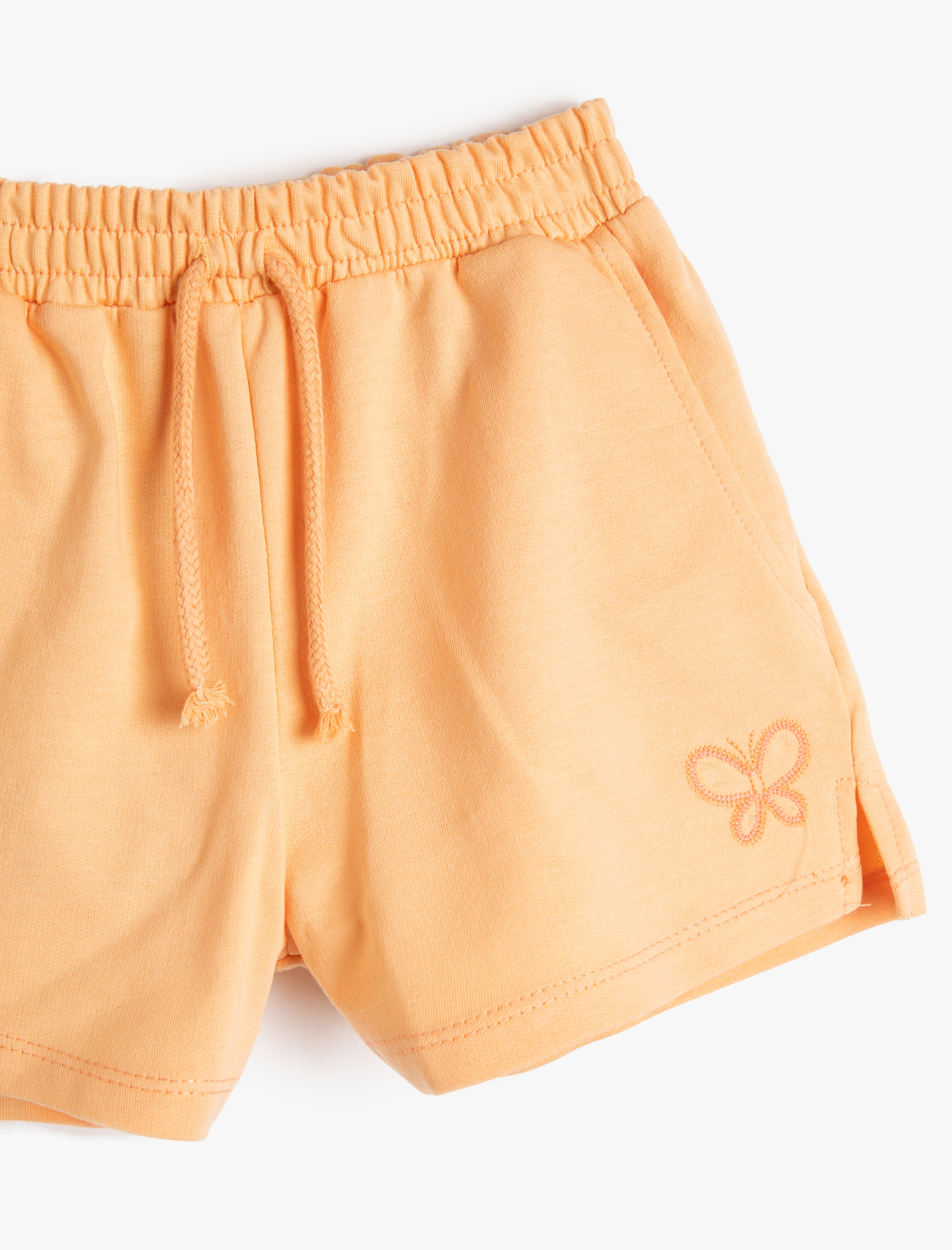  Kız Çocuk Şort Beli Bağlamalı Lastikli Cepli Kelebek Baskı Detaylı