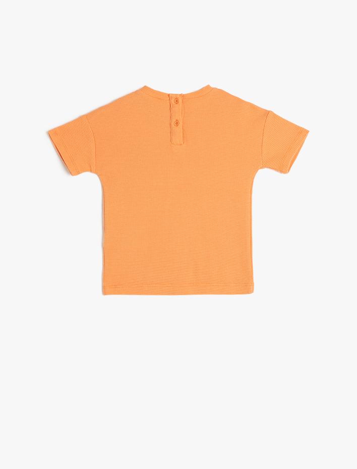 Erkek Bebek Tişört Kısa Kollu Bisiklet Yaka Dokulu Pamuklu