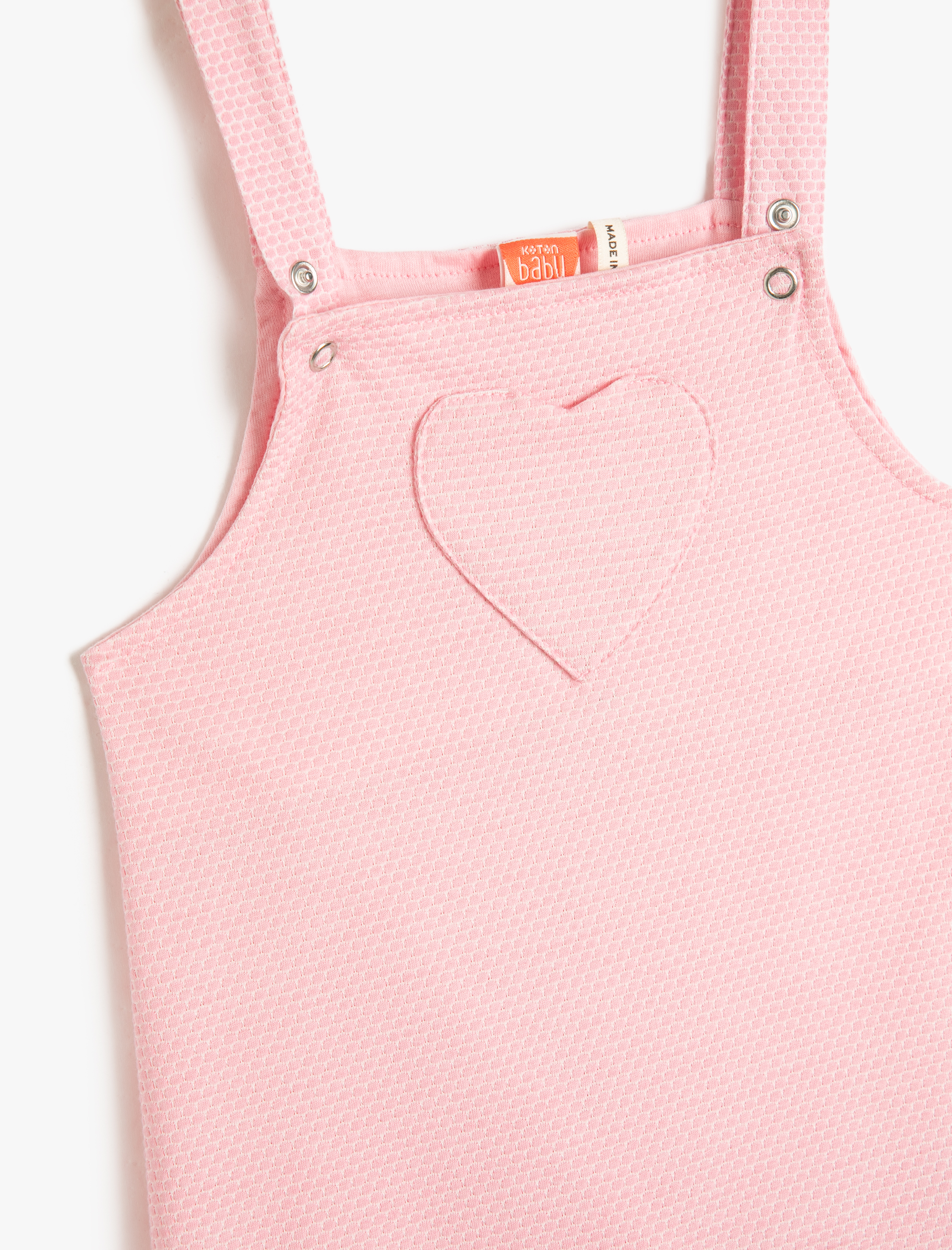  Kız Bebek Salopet Elbise Kalp Aplikeli Dokulu Volümlü