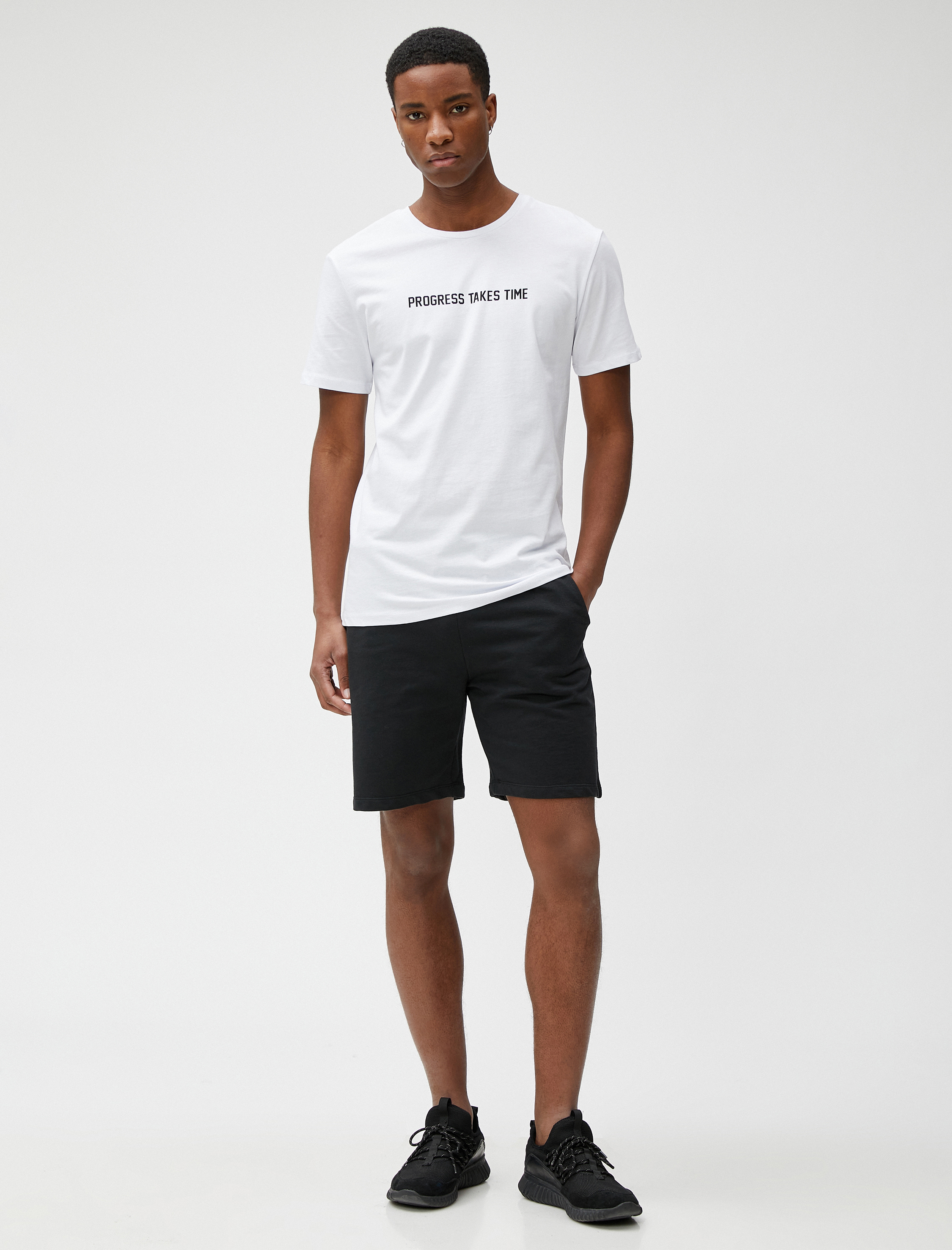   Slogan Baskılı Tişört Bisiklet Yaka Kısa Kollu Pamuklu