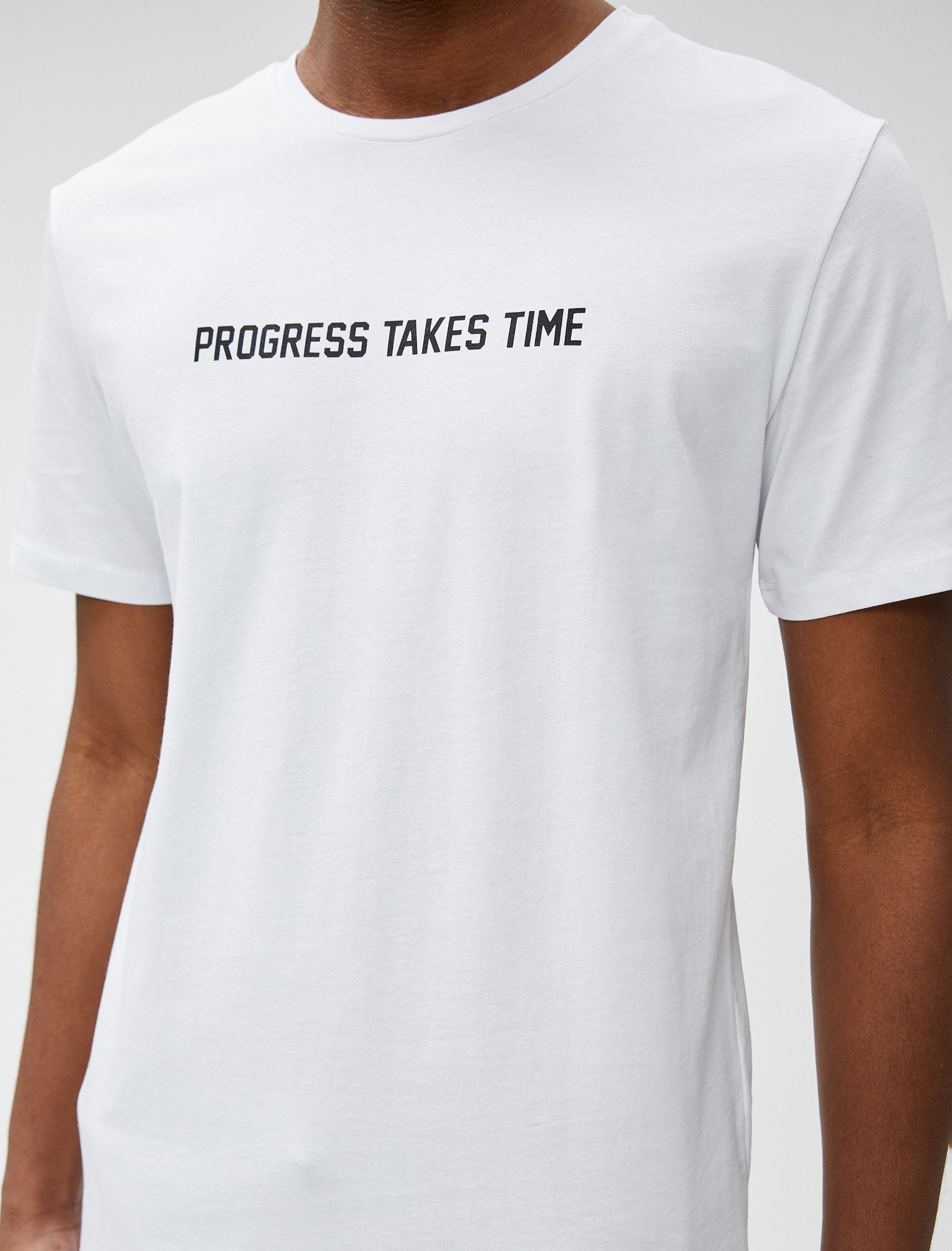   Slogan Baskılı Tişört Bisiklet Yaka Kısa Kollu Pamuklu