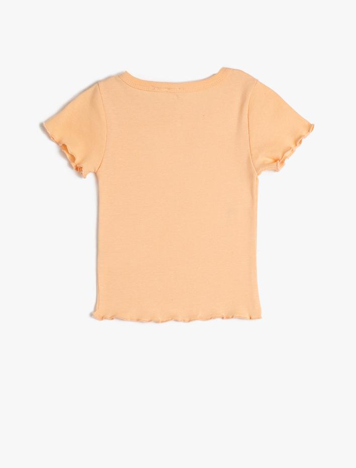 Kız Çocuk Basic Crop Tişört Kısa Kollu Bisiklet Yaka Pamuklu