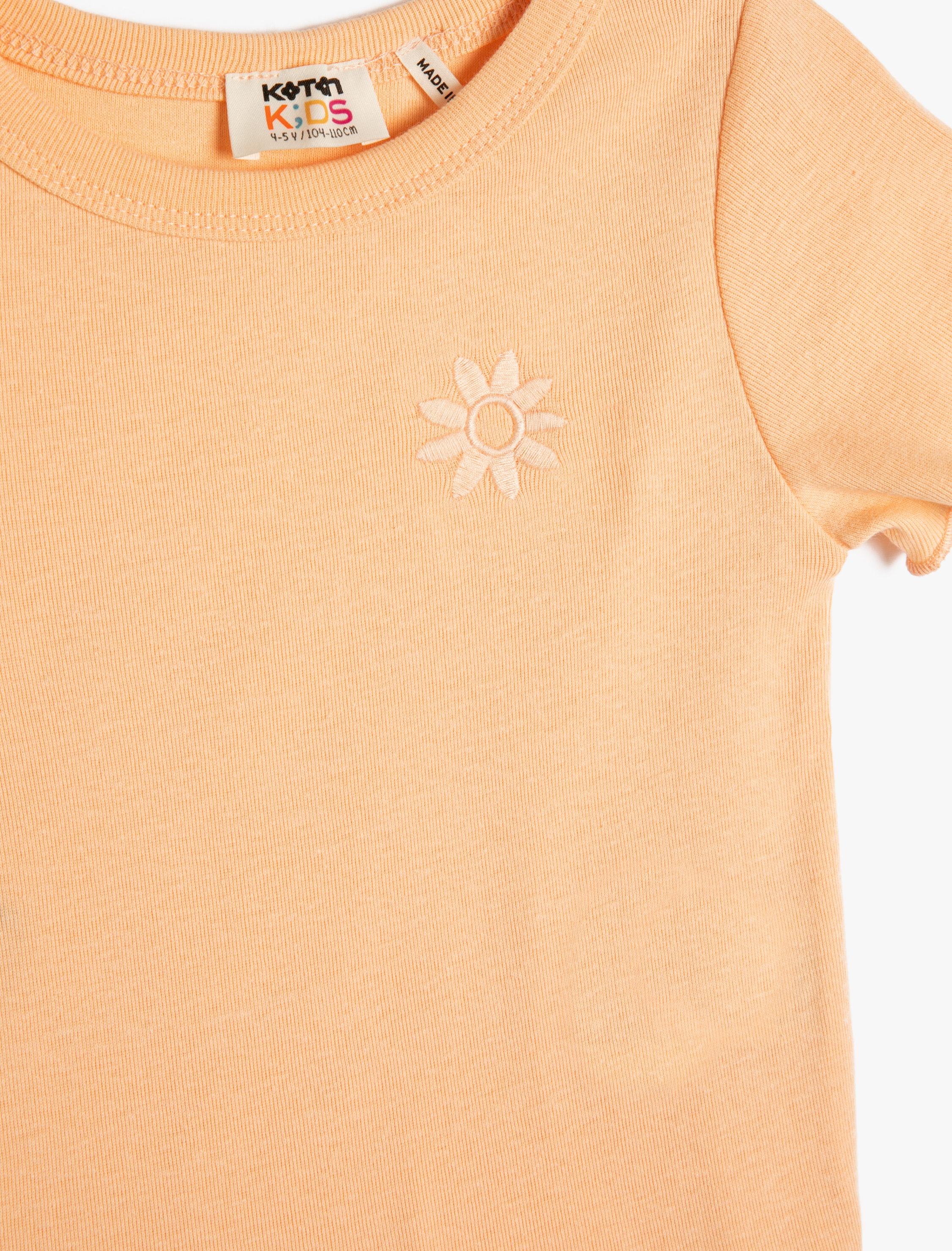  Kız Çocuk Basic Crop Tişört Kısa Kollu Bisiklet Yaka Pamuklu