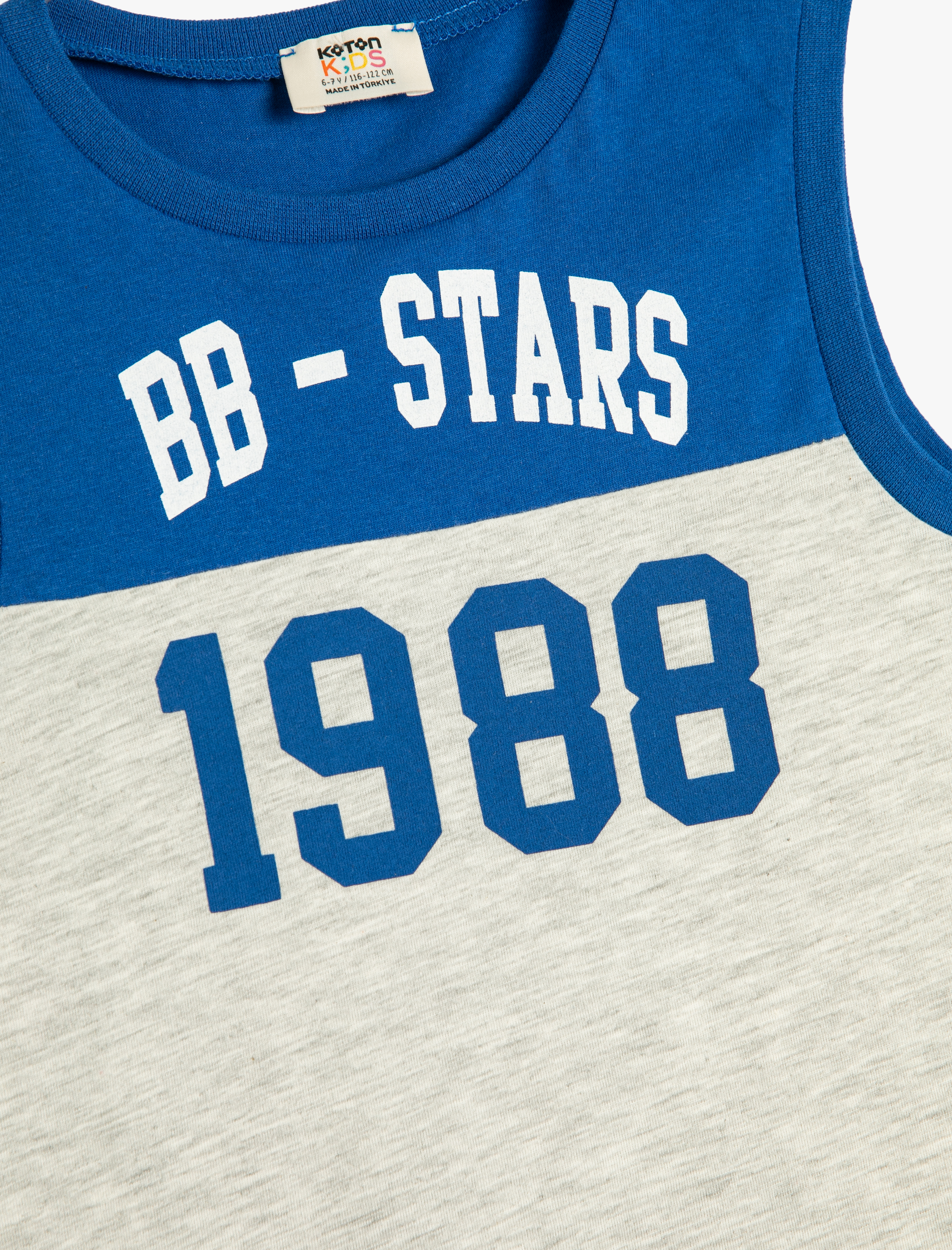  Erkek Çocuk Atlet Baskılı Kolsuz Bisiklet Yaka Pamuklu