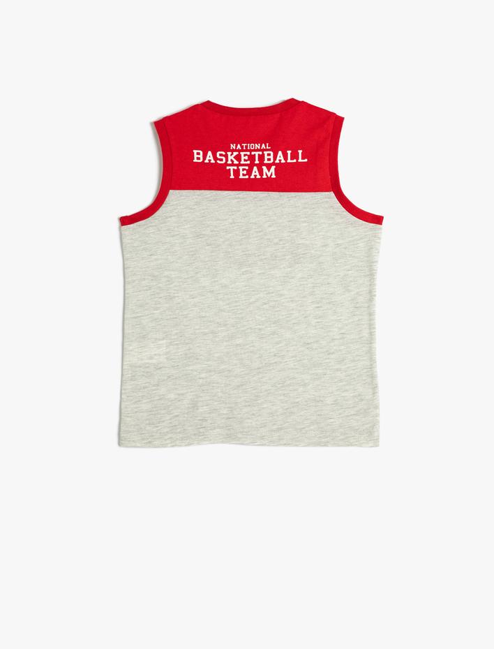 Erkek Çocuk Atlet Baskılı Kolsuz Bisiklet Yaka Pamuklu