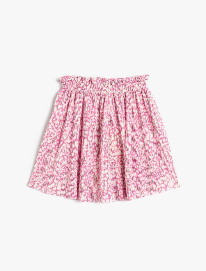 Kız Çocuk Etek Çiçekli Beli Lastikli Pilili