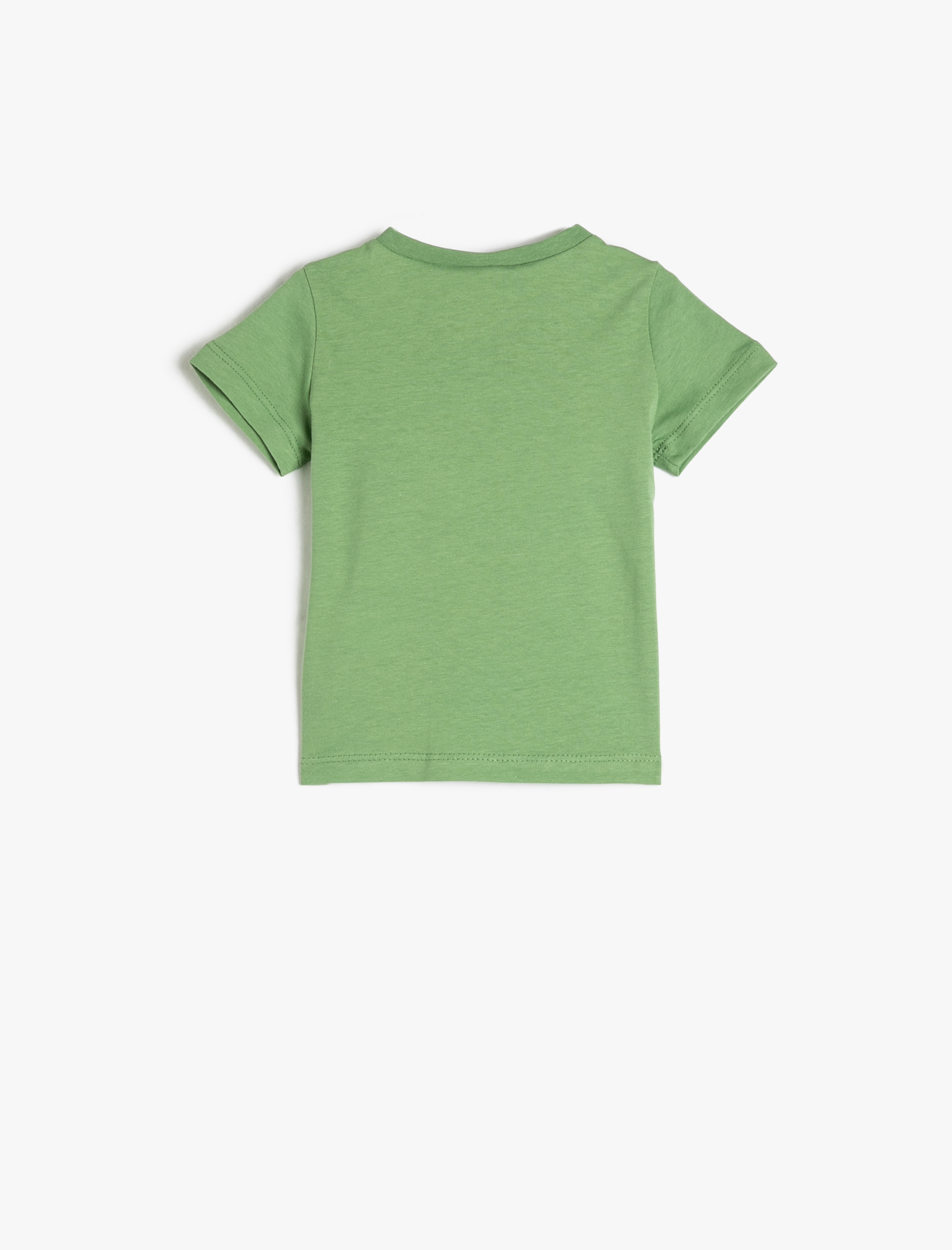  Erkek Bebek Tişört Kısa Kollu Bisiklet Yaka Dinozor Baskılı Pamuklu