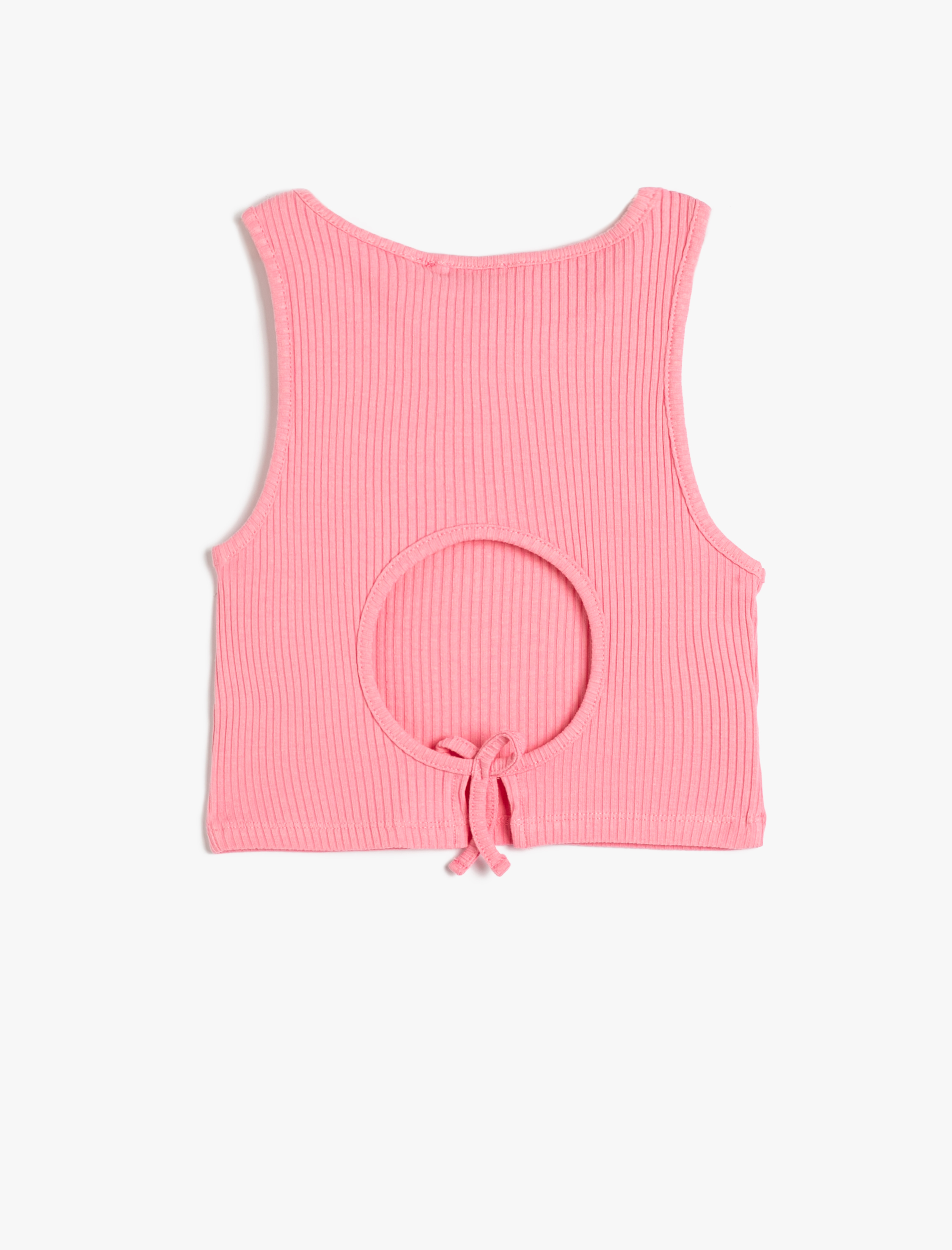  Kız Çocuk Crop Atlet Kolsuz Yuvarlak Yaka Ribanalı Arkası Pencere Detaylı Pamuklu