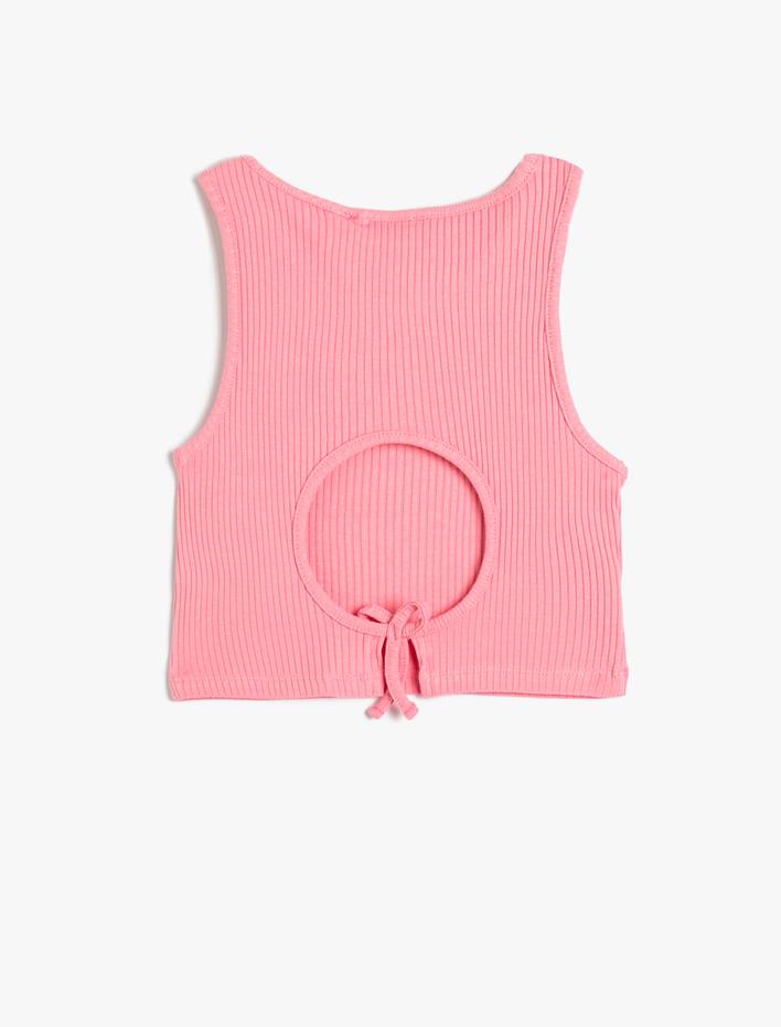 Kız Çocuk Crop Atlet Kolsuz Yuvarlak Yaka Ribanalı Arkası Pencere Detaylı Pamuklu