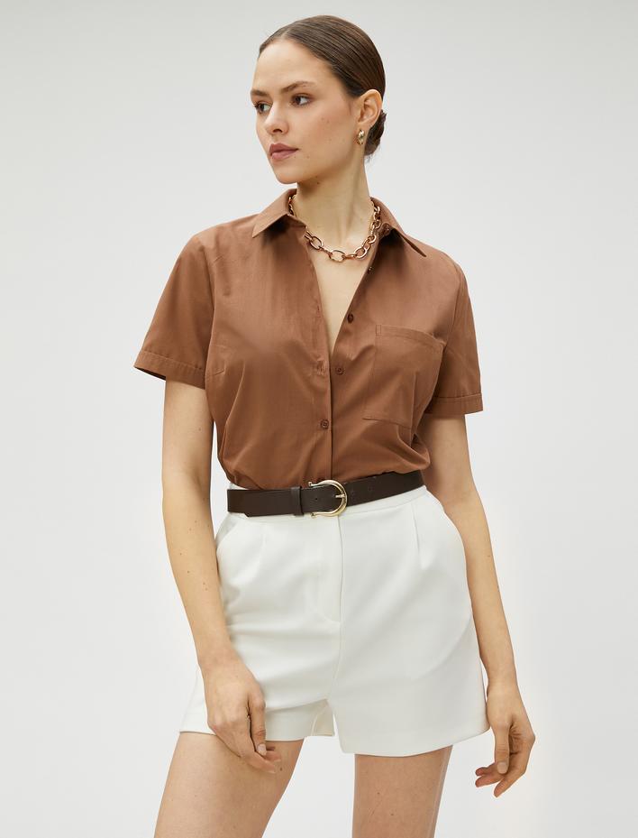  Kısa Kollu Cepli Gömlek Pamuklu
