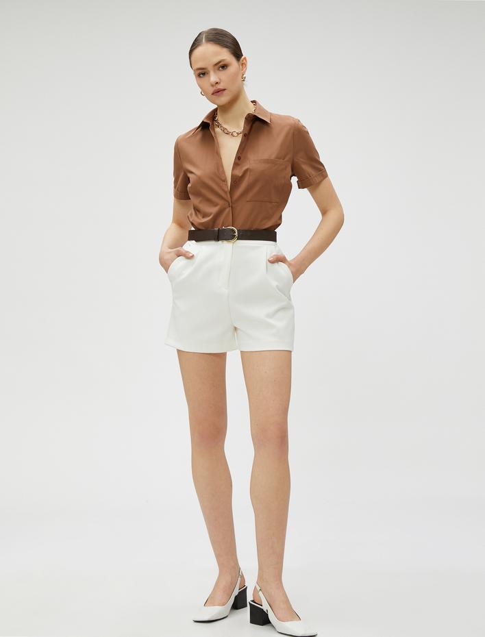  Kısa Kollu Cepli Gömlek Pamuklu