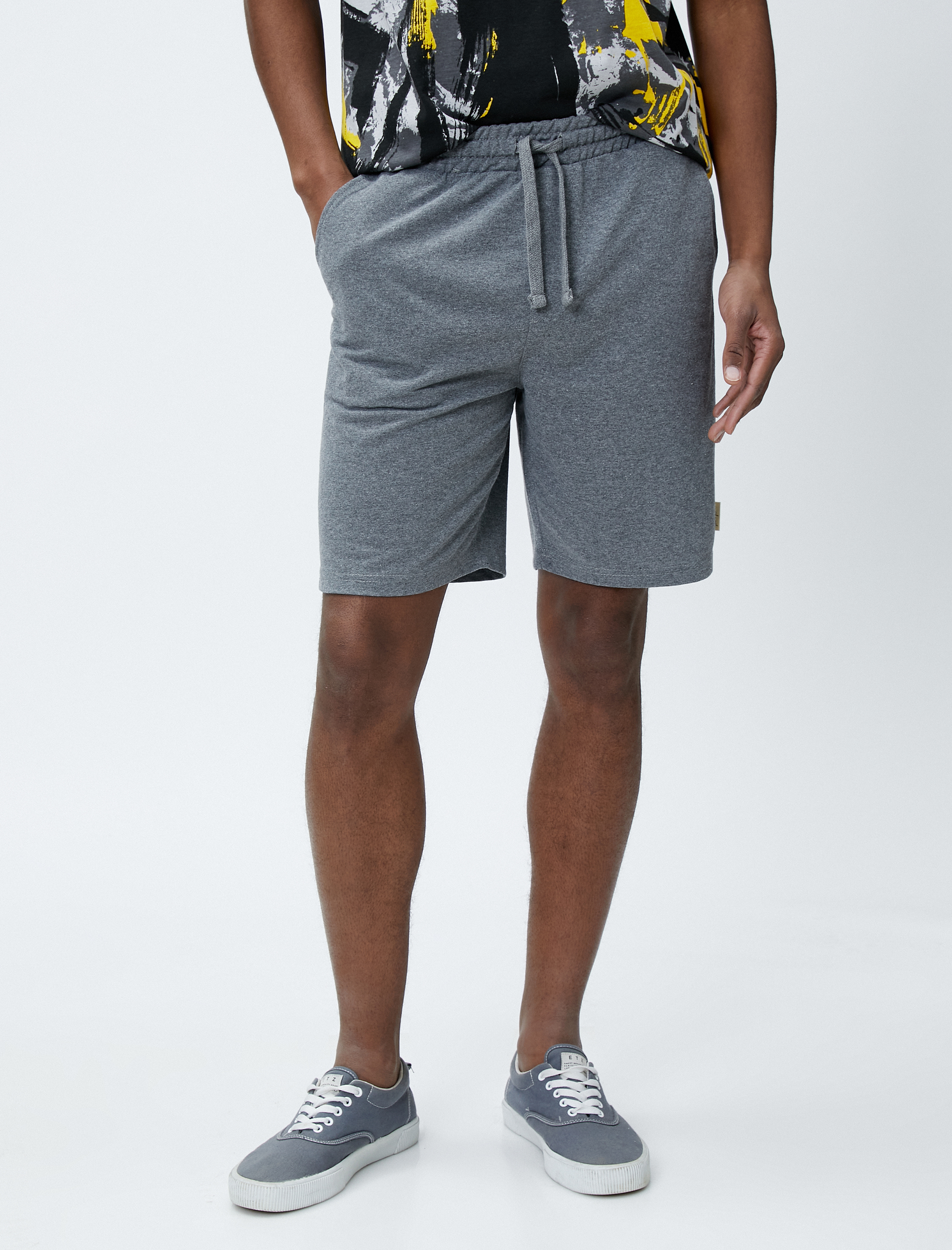   Beli Bağcıklı Şort Dar Kesim Cep Detaylı Pamuklu