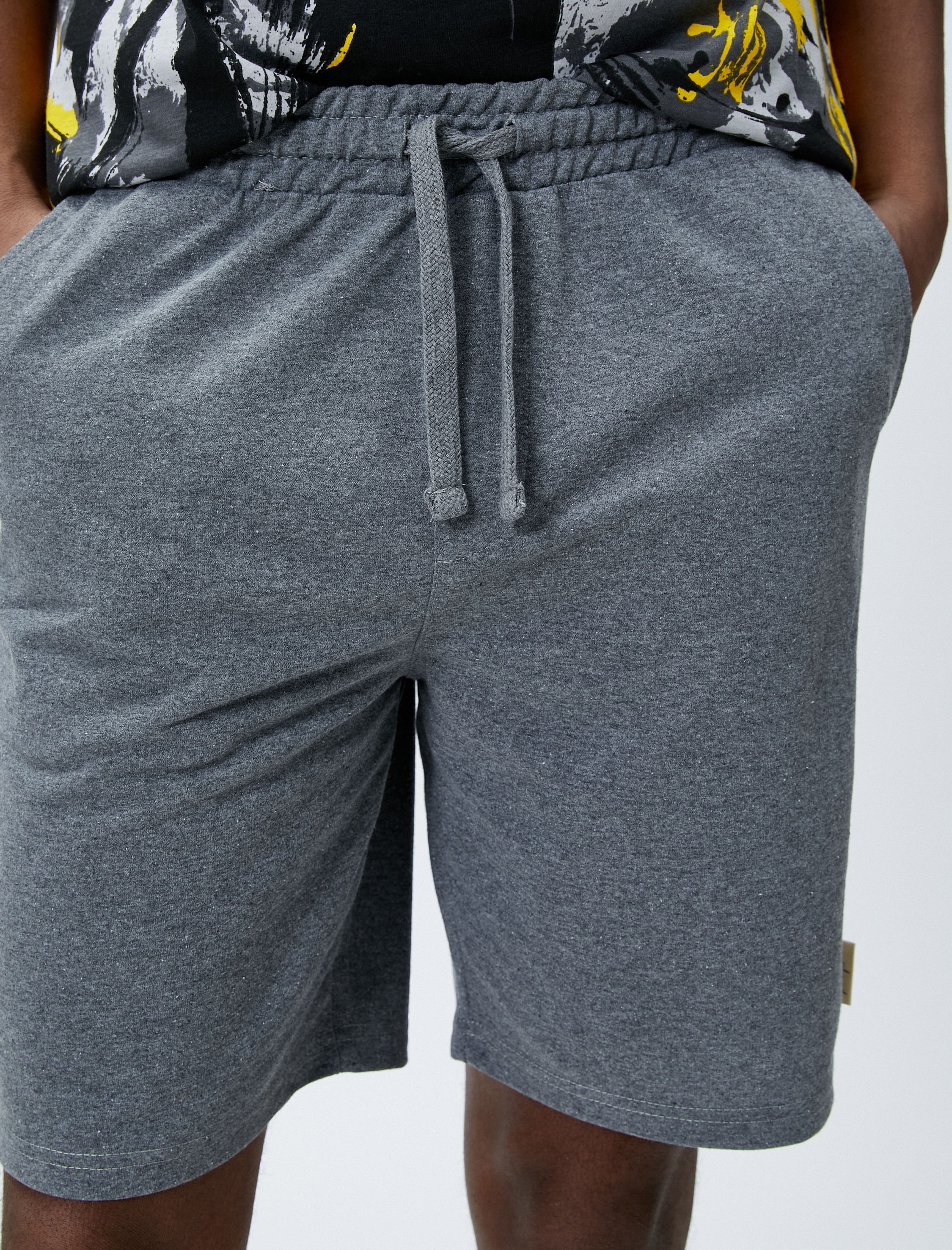   Beli Bağcıklı Şort Dar Kesim Cep Detaylı Pamuklu