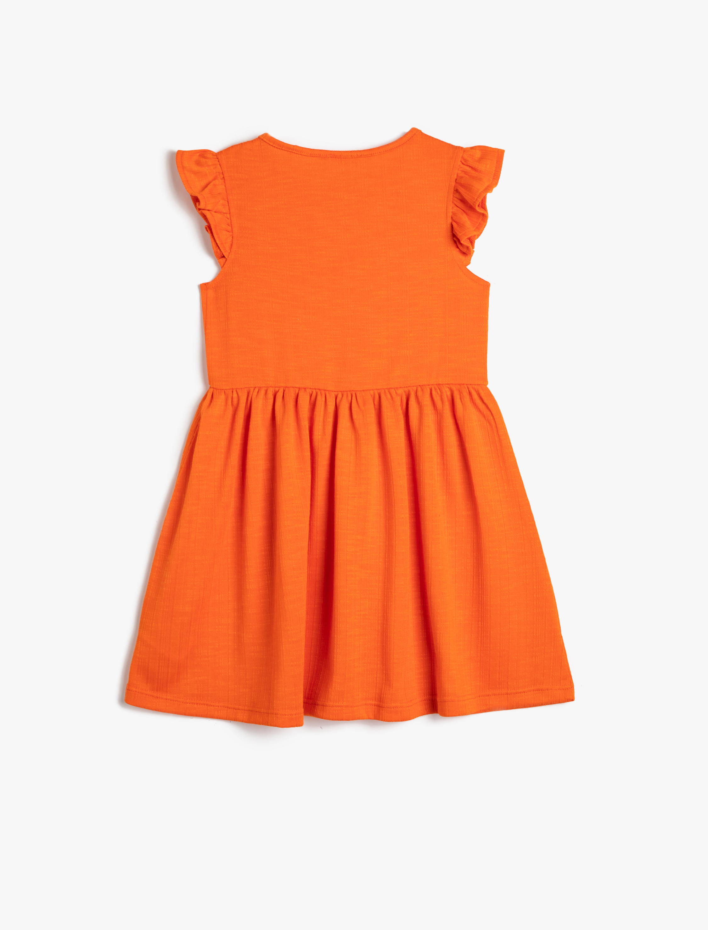  Kız Çocuk Elbise Diz Üstü Kolsuz Fırfırlı Yuvarlak Yaka