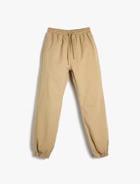 Jogger Pantolon Basic Cepli Beli Bağlamalı Pamuklu