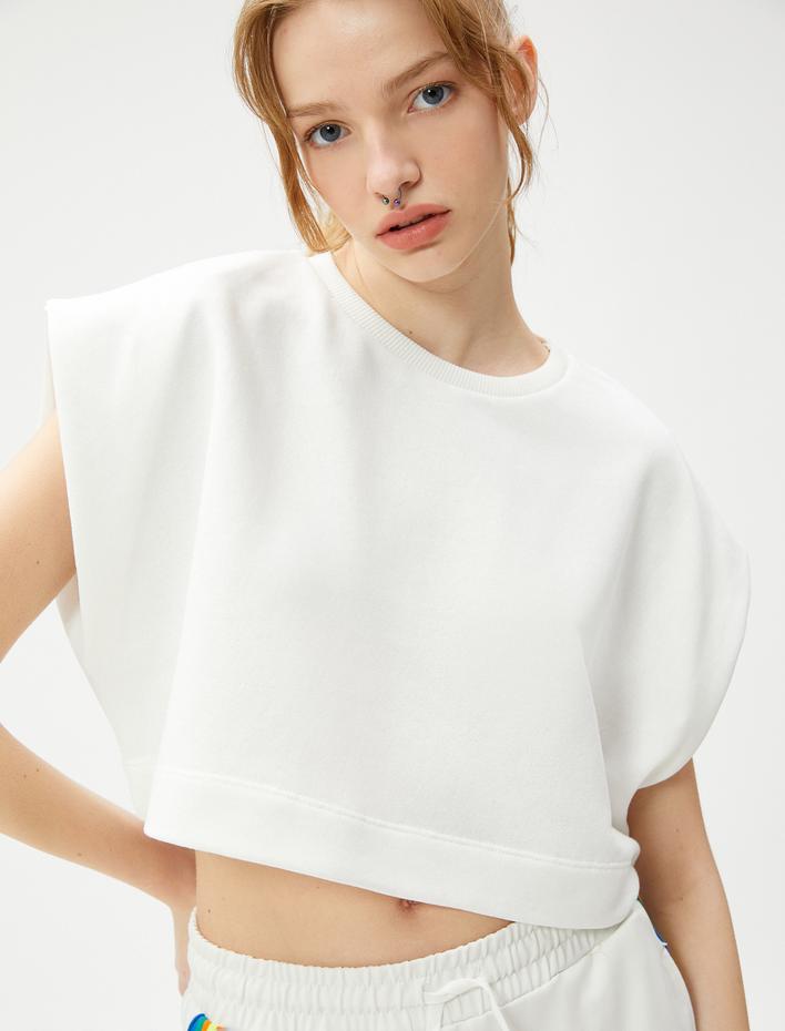  Crop Spor Tişört Düşük Kollu