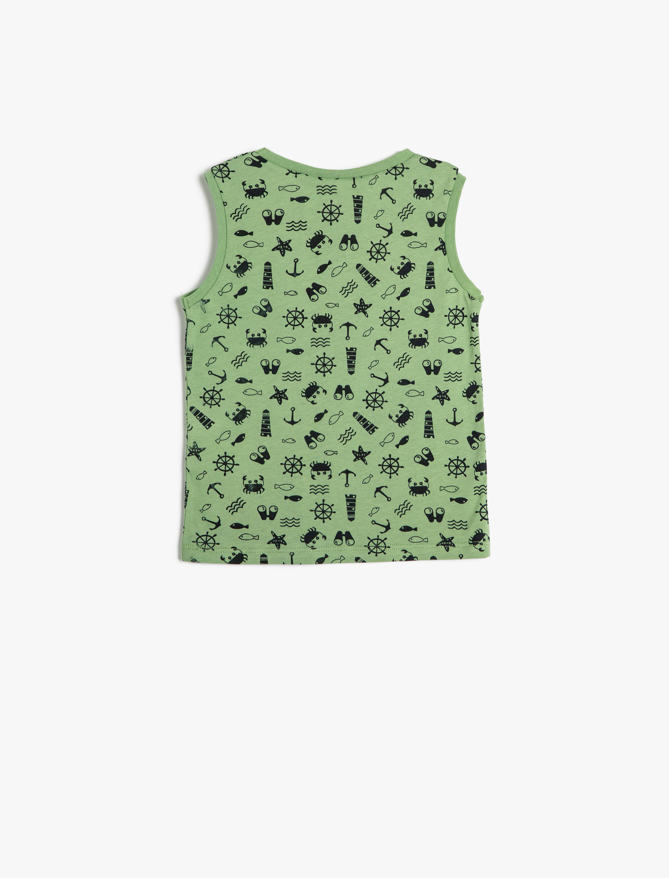  Erkek Bebek Atlet Kolsuz Yuvarlak Yaka Baskılı Pamuklu