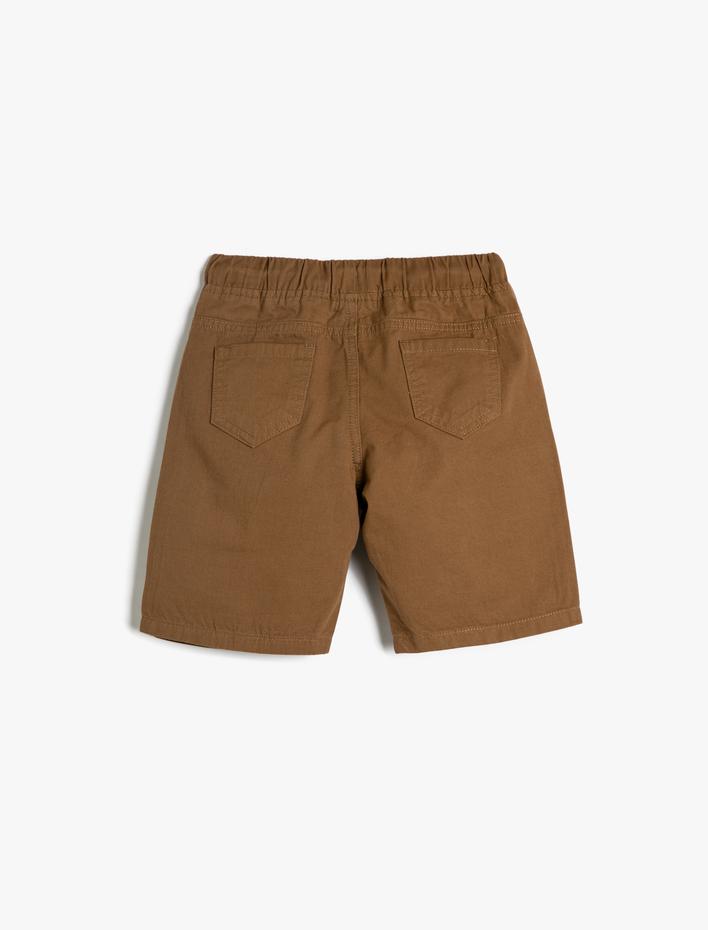 Erkek Çocuk Chino Şort Cepli Beli Bağlamalı Pamuklu
