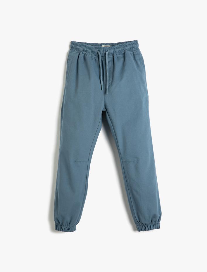 Erkek Çocuk Jogger Pantolon Basic Cepli Beli Bağlamalı Pamuklu